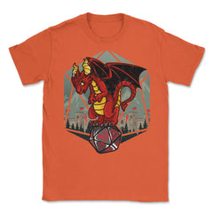 Dragon Sitting On A Dice Mythical Creature For Fantasy Fans design - Orange