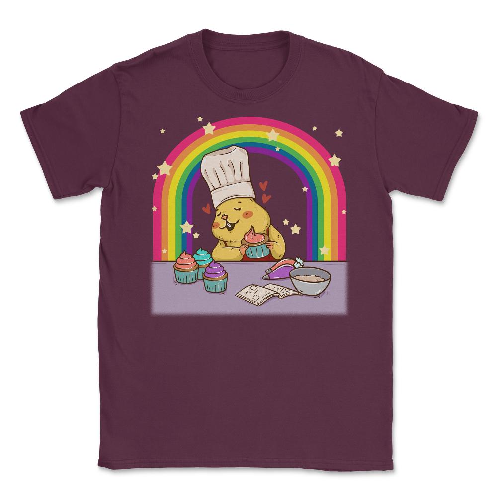 Rainbow Gay Guinea Pig Baker Funny Cute Pride Gift design Unisex - Maroon