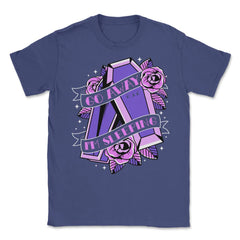 Pastel Goth Cute Go Away I’m Sleeping Coffin RIP print Unisex T-Shirt - Purple