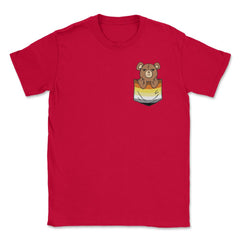 Bear Peeking Out Of A Fake Pocket Brotherhood Flag Gay Pride product - Red