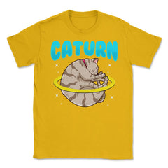 Caturn Cat in Space Planet Saturn Kitty Funny Design design Unisex - Gold