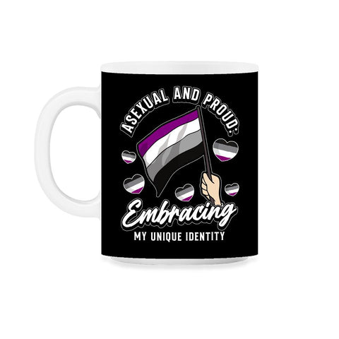 Asexual and Proud: Embracing My Unique Identity design 11oz Mug - Black on White