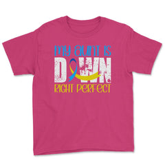My Aunt is Downright Perfect Down Syndrome Awareness print Youth Tee - Heliconia