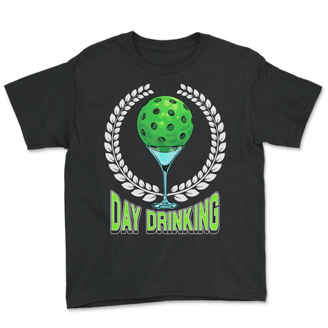 Pickleball Day Drinking Funny print Youth Tee - Black