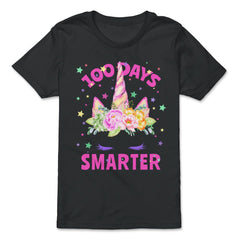 100 Days Smarter 100 Days of School Unicorn Face Costume graphic - Premium Youth Tee - Black