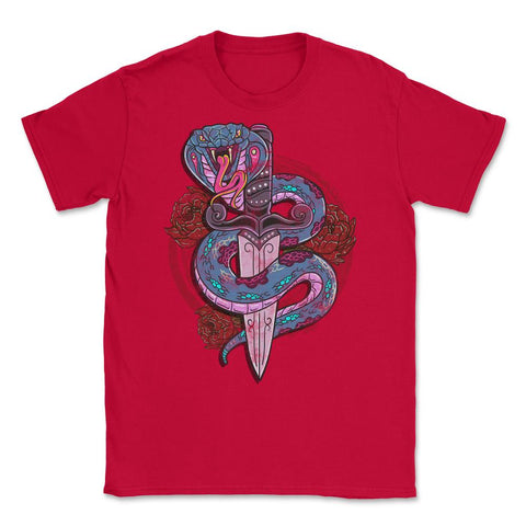 Cobra Dagger Snake Vintage American Traditional Tattoo Style design - Red