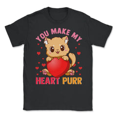 You Make My Heart Purr Kawaii Kitten Holding Heart graphic Unisex - Black
