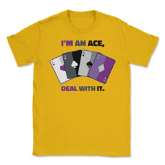 Asexual I’m an Ace, Deal with It Asexual Pride print Unisex T-Shirt - Gold