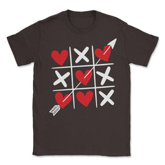 Tic Tac Toe Valentine's Day XOXO Hearts & Crosses graphic Unisex - Brown