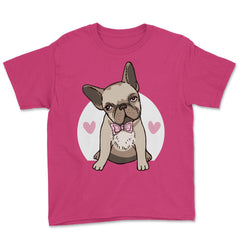 Cute French Bulldog With Hearts Bow Tie Frenchie Pet Owner design - Heliconia