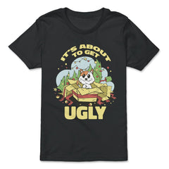 It's About to Get Ugly Funny Saying Christmas Tree & Cat print - Premium Youth Tee - Black