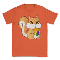 Gay Pride Kawaii Squirrel with Rainbow Nut Funny Gift design Unisex - Orange