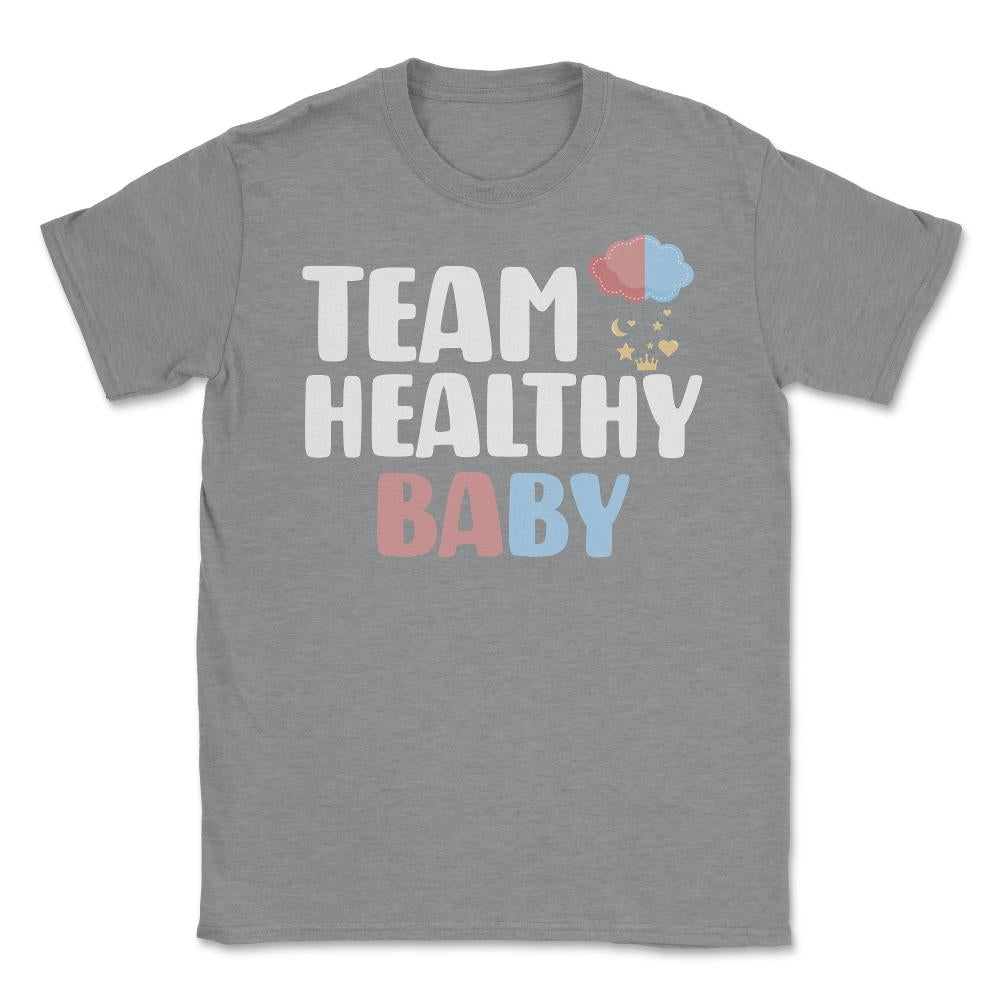 Funny Team Healthy Baby Boy Girl Gender Reveal Announcement design - Grey Heather