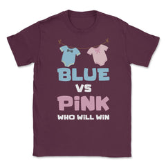 Funny Baby Gender Reveal Party Blue Or Pink Who Will Win product - Maroon