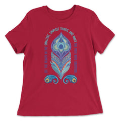 Peacock Feather Inspirational & Motivational Gratitude print - Women's Relaxed Tee - Red