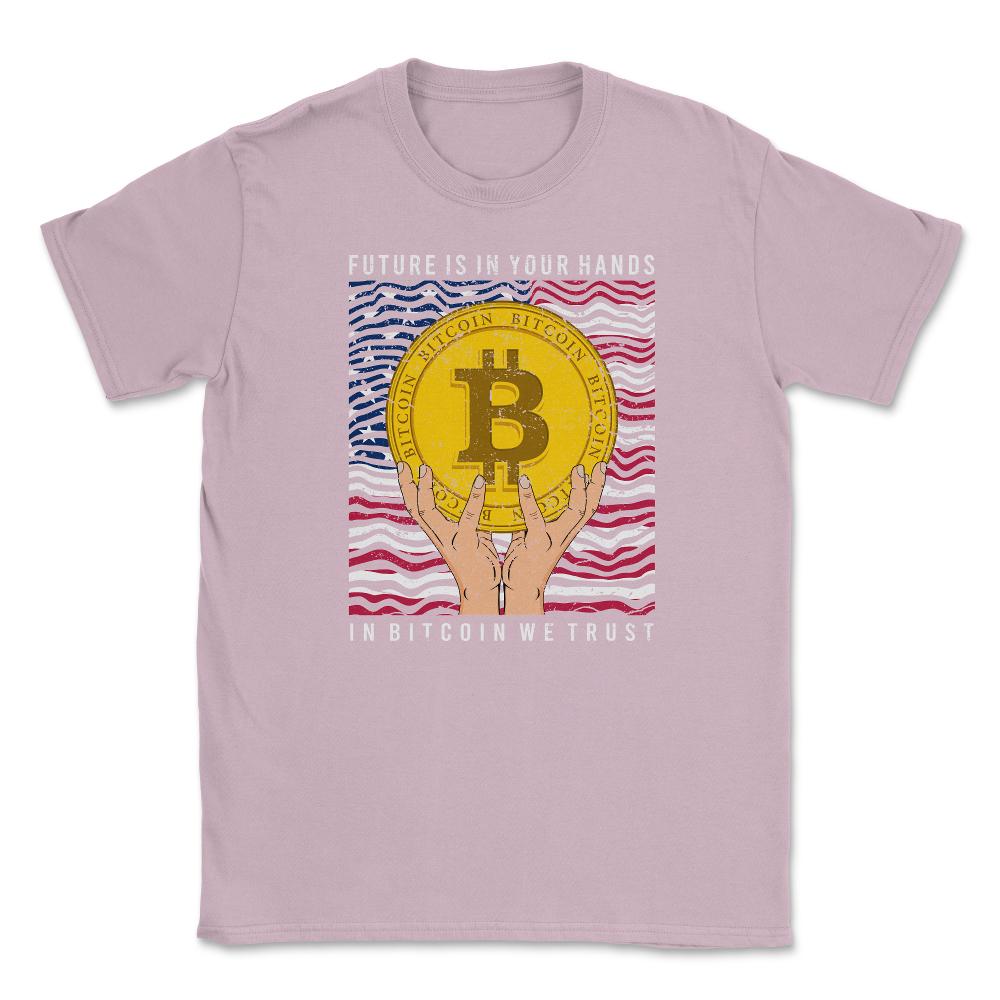 Patriotic Bitcoin USA Flag Grunge Retro In Bitcoin We Trust graphic - Light Pink