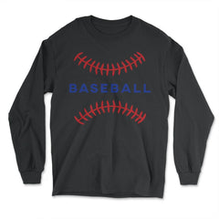 Baseball Lover Sporty Baseball Red Stitches Players Coach product - Long Sleeve T-Shirt - Black