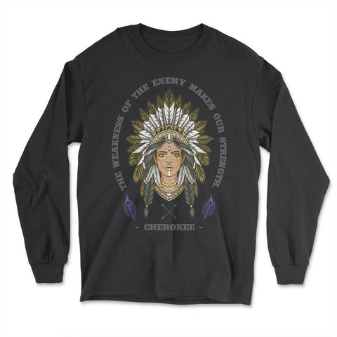 Chieftess Peacock Feathers Motivational Native Americans design - Long Sleeve T-Shirt - Black