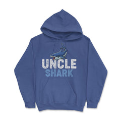 Funny Uncle Shark Cute Matching Birthday Shark Lover print Hoodie - Royal Blue