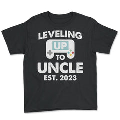 Funny Gamer Uncle Leveling Up To Uncle Est 2023 Gaming graphic Youth - Black