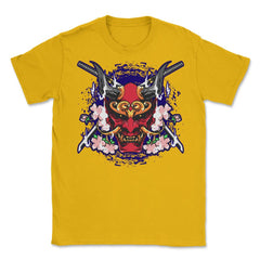 Oni Japanese Demon Mask Sakura Red Devil Art print Unisex T-Shirt