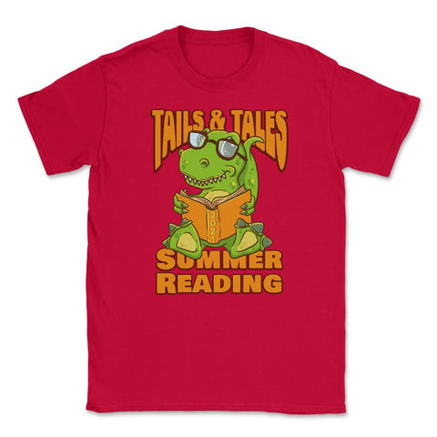 Summer Reading 2021 Tails & Tales Funny Kawaii Dinosaur print Unisex - Red
