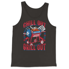 Chill Out Grill Out 4th of July BBQ Independence Day design - Tank Top - Black