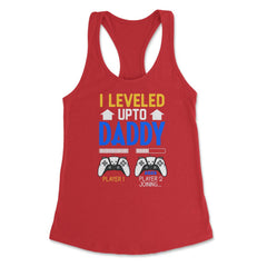 Funny Dad Leveled Up to Daddy Gamer Soon To Be Daddy graphic Women's - Red