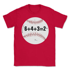 Funny Baseball Double Play 6+4+3=2 Sporty Player Coach print Unisex - Red