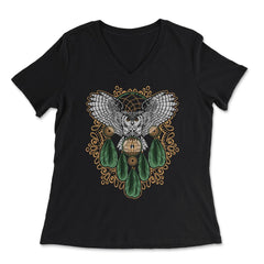 Owl Dreamcatcher Boho Mystical Hand-Drawn Design product - Women's V-Neck Tee - Black