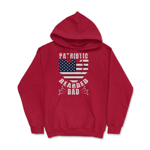 Patriotic Bearded Dad 4th of July Dad Patriotic Grunge design Hoodie - Red
