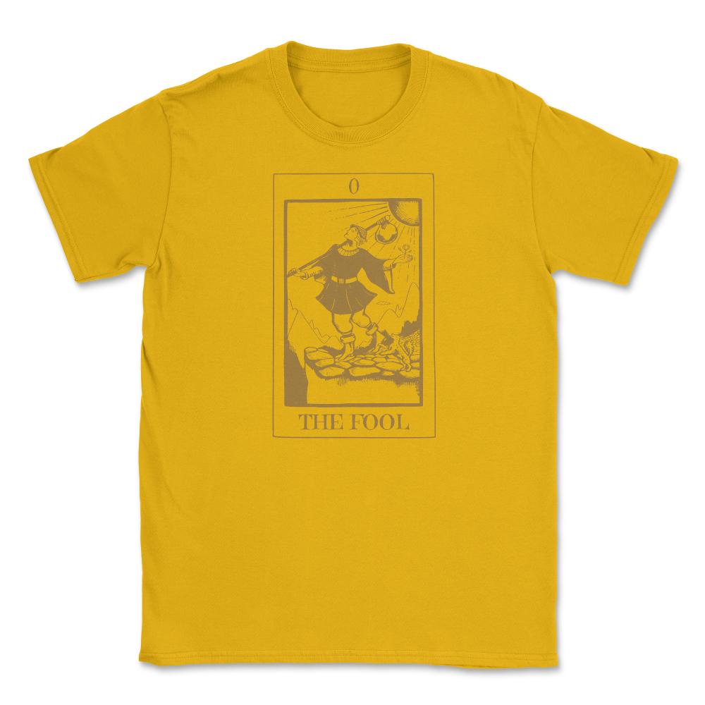 The Fool Tarot Card 0 Retro Vintage Line Art graphic Unisex T-Shirt - Gold