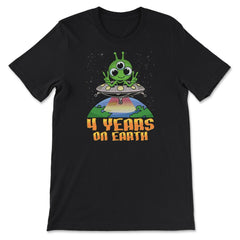 Science Birthday Alien UFO & Earth Science 4th Birthday product - Premium Unisex T-Shirt - Black