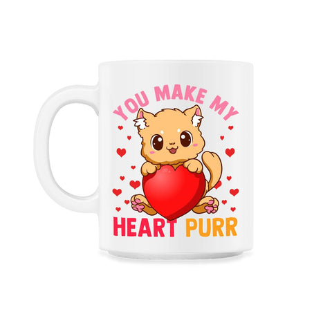 You Make My Heart Purr Kawaii Kitten Holding Heart graphic 11oz Mug