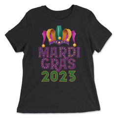 Mardi Gras Jester Hat 2023 Fat Tuesday Celebration design - Women's Relaxed Tee - Black