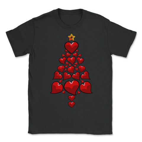 Christmas Tree Hearts For Her Funny Matching Xmas print - Unisex T-Shirt - Black