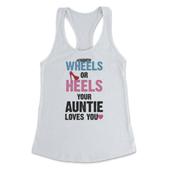 Funny Wheels Or Heels Your Auntie Loves You Gender Reveal print - White