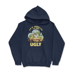 It's About to Get Ugly Funny Saying Christmas Tree & Cat print - Hoodie - Navy
