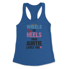 Funny Wheels Or Heels Your Auntie Loves You Gender Reveal print - Royal