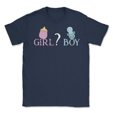 Funny Girl Boy Baby Gender Reveal Announcement Party print Unisex - Navy