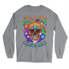 Exploring The Galactic Haunt Space Skull Design product - Long Sleeve T-Shirt - Grey Heather