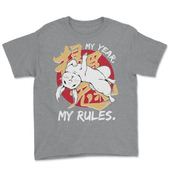 Middle Finger Rabbit Chinese New Year Rabbit Chinese design Youth Tee - Grey Heather