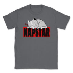 Funny Kawaii Kitten Sleeping Nap Star Cat print Unisex T-Shirt - Smoke Grey