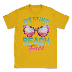 Resting Beach Face Summer Vacation Women print Unisex T-Shirt - Gold