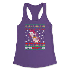 Christmas Kawaii Axolotl Merry Axolotlmas Funny Ugly Xmas print - Purple