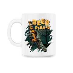 Zombie Hand Holding A Beer With Beer Please Quote product - 11oz Mug - White