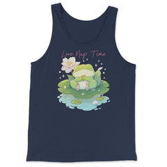 Cute Kawaii Baby Frog Napping in a Waterlily Pad graphic - Tank Top - Navy