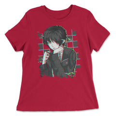 Emo Glitch Japanese Sad Anime Boy Glitchcore Emo graphic - Women's Relaxed Tee - Red