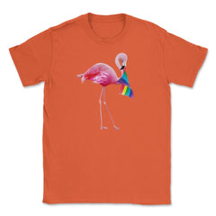 Pink Flamingo with Rainbow flag design Gift graphic Unisex T-Shirt - Orange