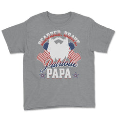 Bearded, Brave, Patriotic Papa 4th of July Independence Day graphic - Grey Heather